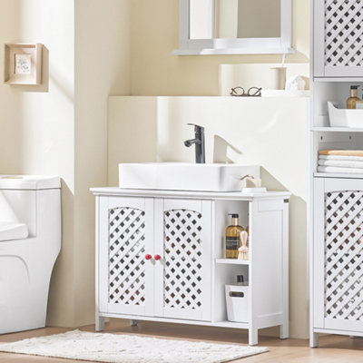 Sobuy Bzr210-WUnder Sink Bathroom Cabinet With 2 Doors & Open Shelf Bathroom Sink Storage Cabinet,white from B&Q