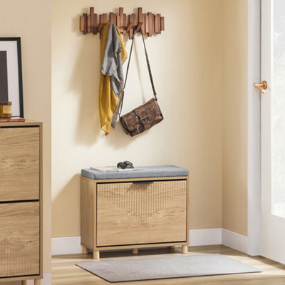 Sobuy Fsr199-N,shoe Storage Bench Seat Wooden Shoe Rack Cabinet Flip Drawer,padded Cushion,wood Veneer from B&Q