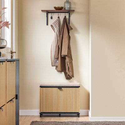Sobuy Fsr201-NShoe Storage Bench Shoe Rack Bench With Padded Seat And Flip-Drawer,wood Veneer,w60Xd24Xh50.6 from B&Q