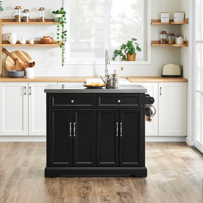 Sobuy Kitchen Island Rolling Kitchen Storage Trolley With Extendable Worktop Bar Island Metal Worktop Fkw71-Ii-SchBlack from B&Q
