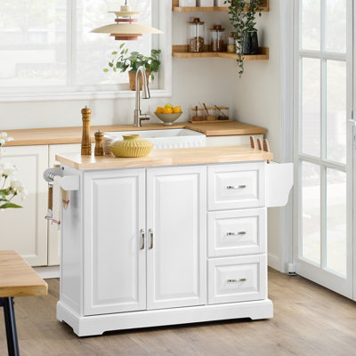 Sobuy Kitchen Trolley With 3 Drawers 2 Doors With Wheels 51.2X27.9X35.8 Inch Load Capacity 94 Kg Fkw41-Ii-NwWhite from B&Q