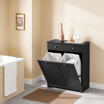 Sobuy Bzr33-Ii-Sch,bathroom Freestanding Cabinet Laundry Cabinet With 2 Removable Bags And 2 Drawers,black,w78Xd38.5Xh90.5 from B&Q