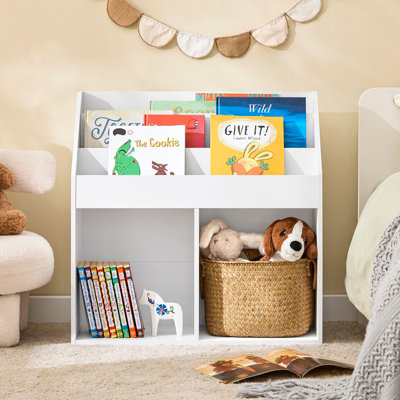 Sobuy Kmb01-Ii-W,kids Bookshelf And Toy Storage Unit With 3 Tiers And 2 Storage Partitions Children's Bookcase,73X30X80 Cm,white from B&Q