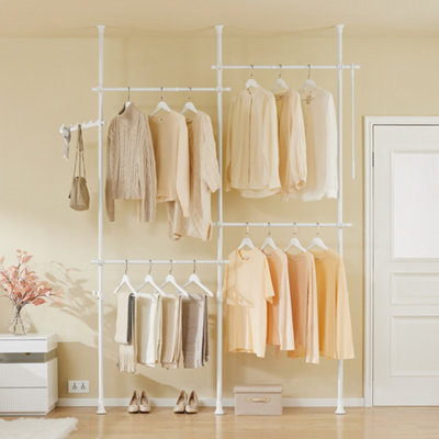 Sobuy Kls03-Ii-W,open Wardrobe Adjustable Freestanding Clothes Racks & Rails  And Shelves Metal Tubes RackWhite from B&Q