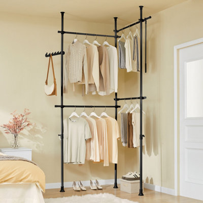 Sobuy Kls03-Ii-Sch,open Wardrobe Adjustable Freestanding Clothes Racks & Rails And Shelves Metal Tubes RackBlack from B&Q