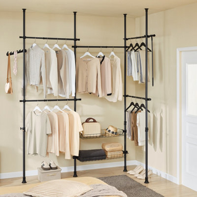 Sobuy Kls04-Ii-Sch,freestanding Coat RackTelescopic Clothes RailHeavy Duty Clothes Rack With Hanging Rails & Shelves,black from B&Q