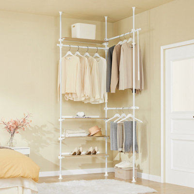 Sobuy Kls17-NwTelescopic Clothes RailHeavy Duty Clothes RackAdjustable Open Wardrobe With Hanging Rails from B&Q