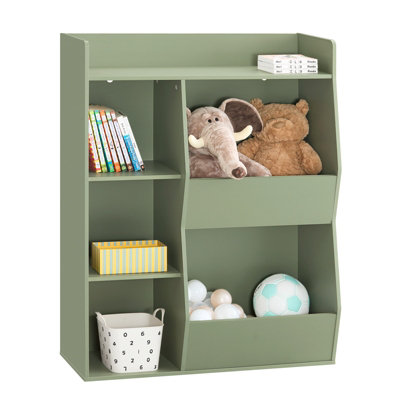 Sobuy Kmb55-K-Gr,childrens Bookcase Toy Shelf 5 Open Compartments Floor Standing StorageGreen,w80Xd33.8Xh103.5 from B&Q