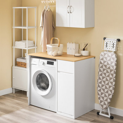 B&Q -  Bzr217-Nw,bathroom Cabinet With One Drawer And Laundry Basket ,wood Effect,w100Xd60Xh90