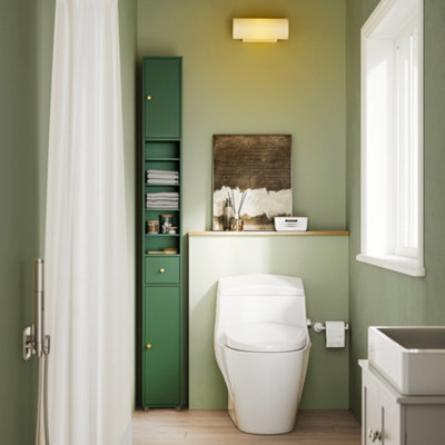 Sobuy Bzr34-Ii-Sy,tall Bathroom Storage CabinetSlim Bathroom Unit,compact Bathroom FurnitureDark Green,w20Xd20Xh180 from B&Q