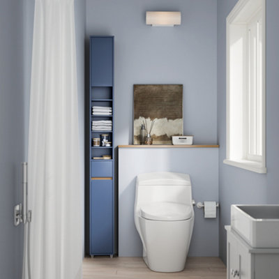 Sobuy Bzr34-Ii-B,tall Bathroom Storage CabinetSlim Bathroom Unit,compact Bathroom FurnitureBlue,w20Xd20Xh180 from B&Q