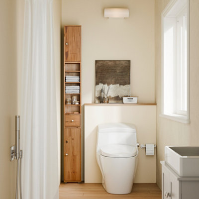 Sobuy Bzr34-Ii-Sh,tall Bathroom Storage CabinetSlim Bathroom Unit,compact Bathroom FurnitureWood Veneer,w20Xd20Xh180 from B&Q