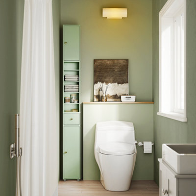 Sobuy Bzr34-Ii-Gr,tall Bathroom Storage CabinetSlim Bathroom Unit,compact Bathroom Furniture,light Green,w20Xd20Xh180 from B&Q