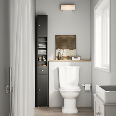 Sobuy Bzr34-Ii-Sch,tall Bathroom Storage CabinetSlim Bathroom Unit,compact Bathroom FurnitureBlack,w20Xd20Xh180 from B&Q