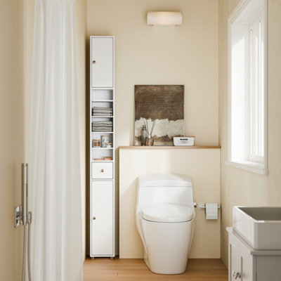 Sobuy Bzr34-Ii-W,tall Bathroom Storage CabinetSlim Bathroom Unit,compact Bathroom Furniture,white,w20Xd20Xh180 from B&Q