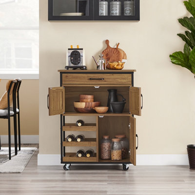Sobuy Fkw134-NKitchen Trolley With Wheels Multi-Functional Storage Cart Kitchen Island With Wine Rack,w67Xd37Xh87.2 from B&Q