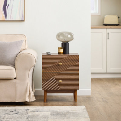 Sobuy Fbt170-N, Vintage Bedside Table With 2 Drawers Wooden Side Table With Rubber Wood Legs,Brown,W45xd40xh58.2 B&Q