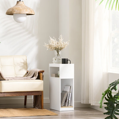 Sobuy Fbt171-Nw Modern Slim Bedside Table With Side ShelfWhite from B&Q