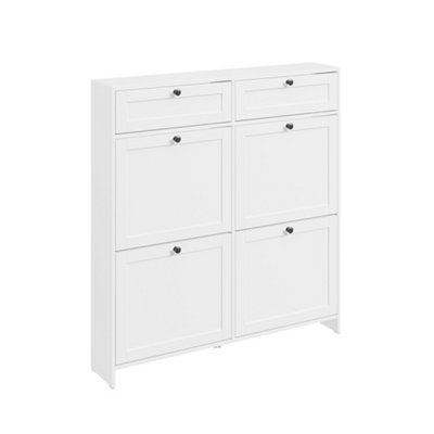 Sobuy Shoe Cabinet With 2 Drawers 100X19X107Cm Nordic Fsr208-W from B&Q