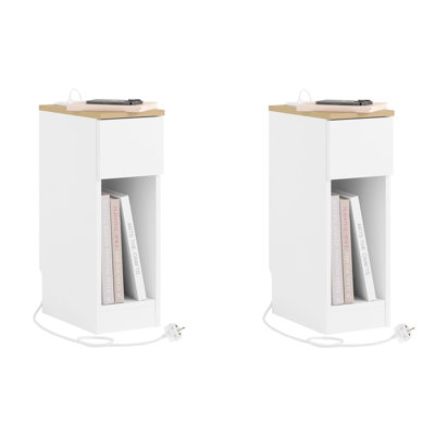 Sobuy Nightstand With 1 Drawer & Shelf 7.9X13.8X23.6 Inch Charging Station Fbt111-E-NwWhite from B&Q