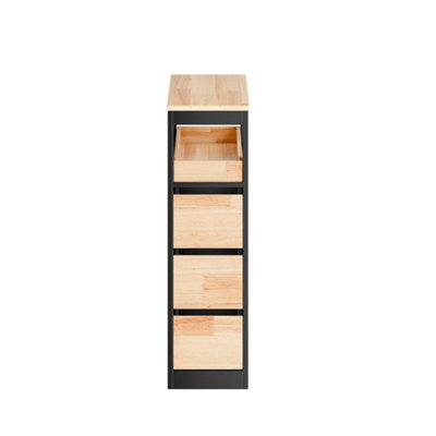Sobuy Low Bathroom Cabinet With 4 Drawers Black 65X23X82Cm Modern Bzr54-Ii-Sch from B&Q
