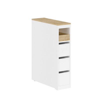 Sobuy Low Bathroom Cabinet With 4 Drawers 60X20X82Cm Nordic Bzr54-K-W from B&Q