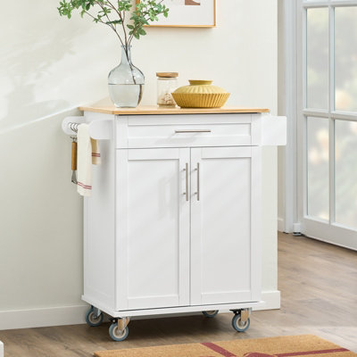 Sobuy Kitchen Trolley With 1 Drawer 2 Doors And Wheels 32.7X18.1X35.8 Inch With Spice Rack Fkw13-Ii-NwWhite from B&Q