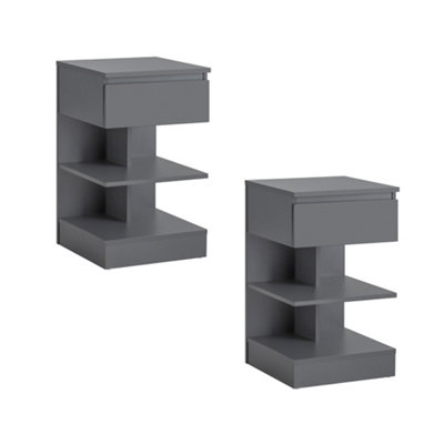 Sobuy Nightstand With 1 Drawer And 2 Shelves 15.4X15.4X25.6 Inch Load Capacity 35 Kg Fbt49-Hgx2Dark Gray from B&Q