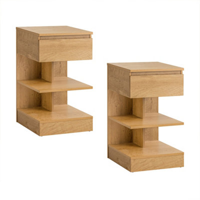 Sobuy Nightstand With 1 Drawer And 2 Shelves 15.4X15.4X25.6 Inch Fbt49-Nx2Light Oak from B&Q