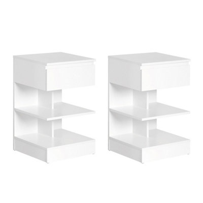 Sobuy Nightstand With 1 Drawer And 2 Shelves 15.4X15.4X25.6 Inch Fbt49X2White from B&Q