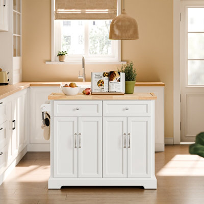 Sobuy Kitchen Trolley With 2 Drawers And Foldable Table 45.2X27.9X36.2 Inch Load Capacity 98 Kg Fkw71-Iii-NwWhite from B&Q