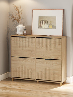 Sobuy Shoe Cabinet Storage 16 Pairs With Flip Doors Load Capacity 36 Kg Fsr214-NLight Oak from B&Q