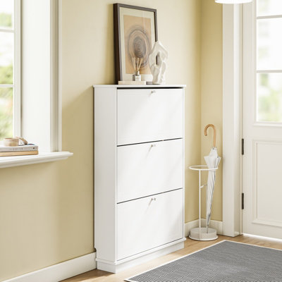 Sobuy Shoe Cabinet Storage 12 Pairs With 3 Flip-Down Doors Load Capacity 25 Kg Fsr215-WWhite from B&Q