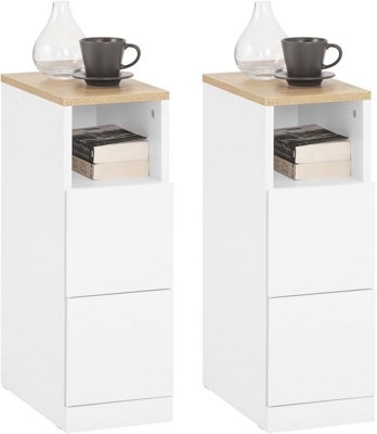 Sobuy Nightstand With 2 Drawers And Shelf 13.8X7.9X23.6 Inch Fbt149-NwWhite from B&Q