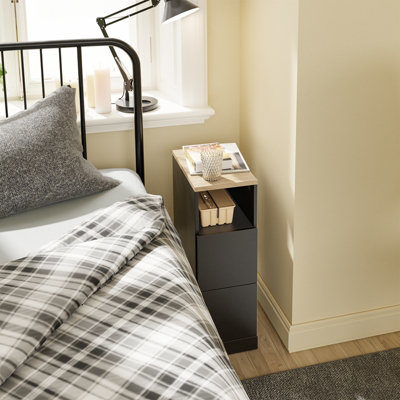 Sobuy Nightstand With 2 Drawers And Shelf 13.78X7.87X23.62 Inch Load Capacity 20 Kg Fbt149-SchBlack from B&Q