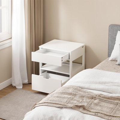 Sobuy Nightstand With 2 Drawers And Open Shelf 17.7X15.0X21.7 Inch Frg258-Ii-E-WWhite from B&Q