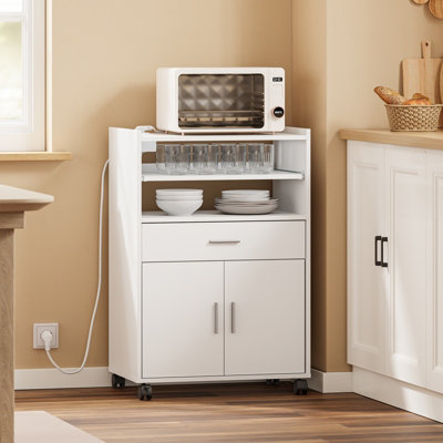 Sobuy Kitchen Trolley With Drawer And Usb Charging 24.2X15.7X36.2 Inch With Wheels Load Capacity 60 Kg Fsb09-E-WWhite from B&Q