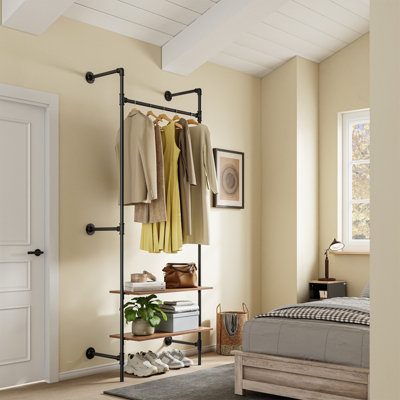 Sobuy Coat Rack With 2 Shelves 36X18.9X86.6 Inch Load Capacity 45 Kg Kls20-SchBlack from B&Q
