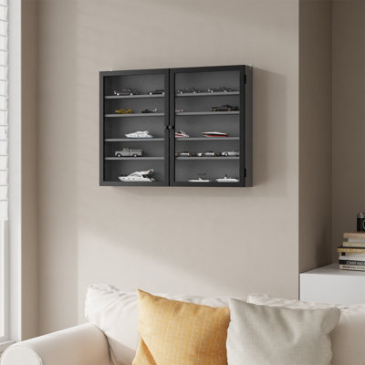 B&Q -  Wall Display Cabinet With 2 Glass Doors 31.5X4.8X23.6 Inch Fsb113-DgGray