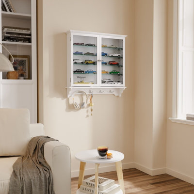 B&Q -  Wall Mounted Cabinet With 2 Glass Doors And 4 Shelves 26.8X5.3X27 Inch Fsb114-E-WWhite