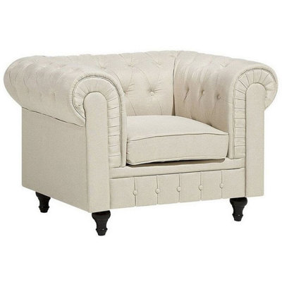 Beliani Armchair Chesterfield Fabric Beige from B&Q