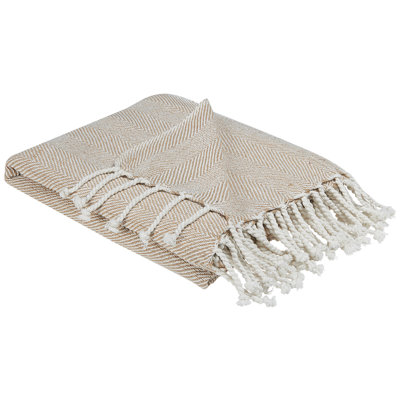 Beliani Blanket Tilmi Cotton 130 X 160 Cm Light Beige from B&Q