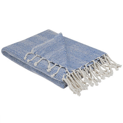 Beliani Blanket Tilmi Cotton 130 X 160 Cm Blue from B&Q