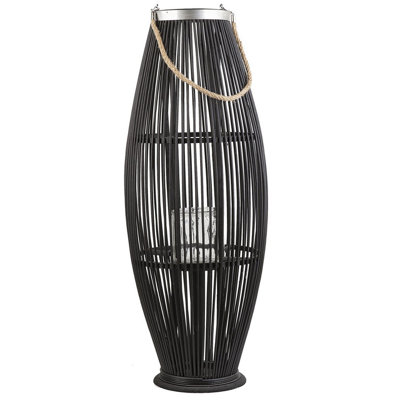 B&Q -  Lantern Tahiti Bamboo 84 Cm Black