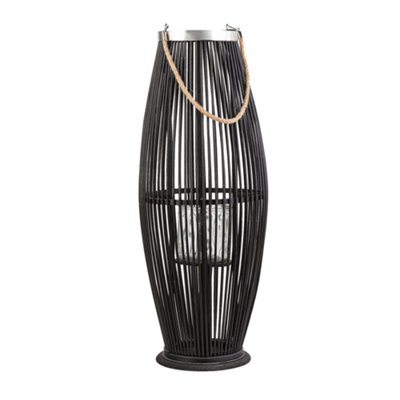 B&Q -  Lantern Tahiti Bamboo 72 Cm Black