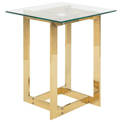 B&Q -  Side Table Crystal Tempered Glass Gold