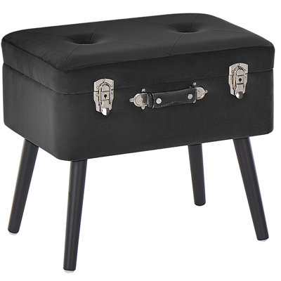 B&Q -  Storage Stool Mallard Velvet Black
