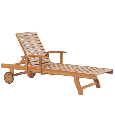 Beliani Sun Lounger Java Reclining Acacia Wood Light Brown from B&Q