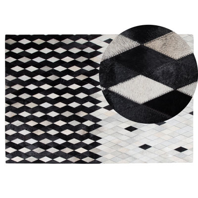 B&Q -  Rug Maldan Black 140 X 200 Cm Leather