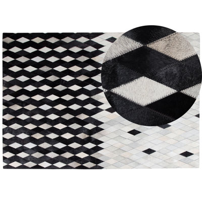 B&Q -  Rug Maldan Black 160 X 230 Cm Leather